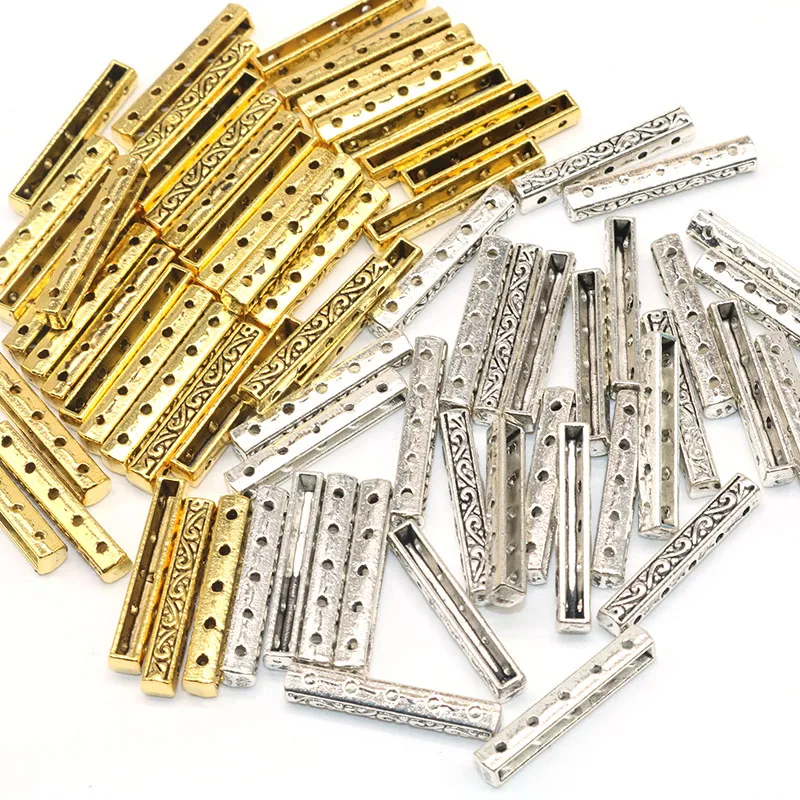 

30pcs/lot Metal Needlework Charms Sliver Golden three direct links Connectors 3 Hole Spacer Beads Diy for Jewelry Making 26MM