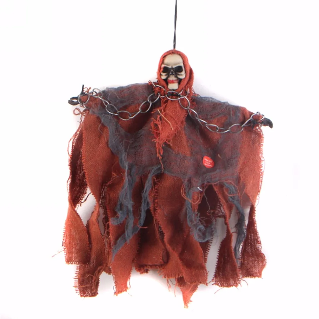 JX-LCLYL Halloween Party Bar Prop Decoration Voice Activated Hanging Skull Skeleton Ghost