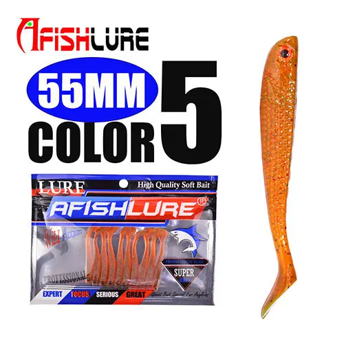 Afishlure Мягкая приманка для рыбы 55 мм 1,15g для рыбалки, мягкие блесны на удочку силиконовые бас гольян приманки твердая приманка Пластик приманка рыболовные 10 шт./пакет - Цвет: Color5