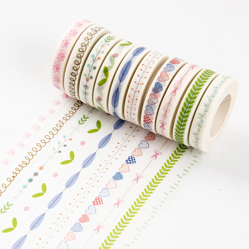 

AG01 10 Meters Long Slim Natural Masking Tape Paper Decorative Handbook Frame DIY Stick Label Washi Tape School Office Supply