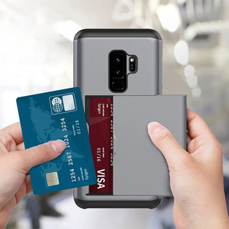 Для samsung Galaxy S10E S8 S9 Plus Note 4 5 8 9 роскошный скользящий слот для кредитных карт Hybrid