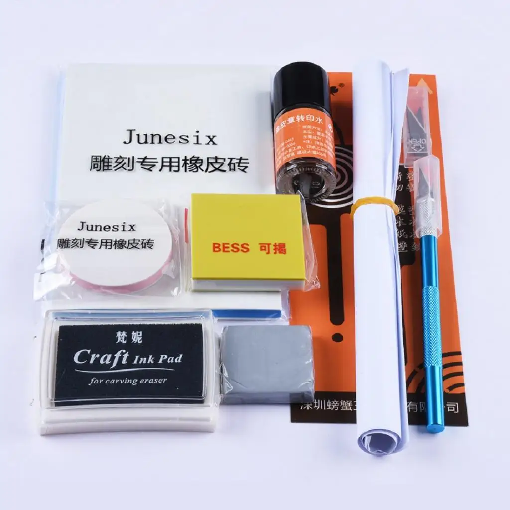 Rubber Stamp Carving Start Kit Rubber Block With Carving Tool,Drawings,for Scrapbooking,Card Making, Kids Toys Craft DIY Project