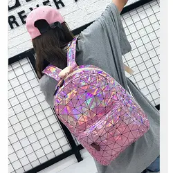 Голографический женский рюкзак серебристые, лазерные дорожные школьные сумки для девочек голограмма Кожаный Женский Повседневный Рюкзак