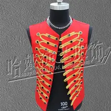 Летняя сценическая безрукавка концертное платье для мужчин певцы DJ сценическое шоу официальные костюмы Одежда Мужской жилет Красный free