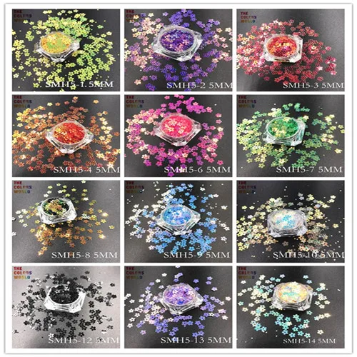 12 colors 50g each TCT-112 в форме цветка, 12 цветов, Потрясающие Блестки для ногтей, блестки для украшения ногтей, боди-арт, ручная работа, сделай сам - Цвет: 12 colors 50g each