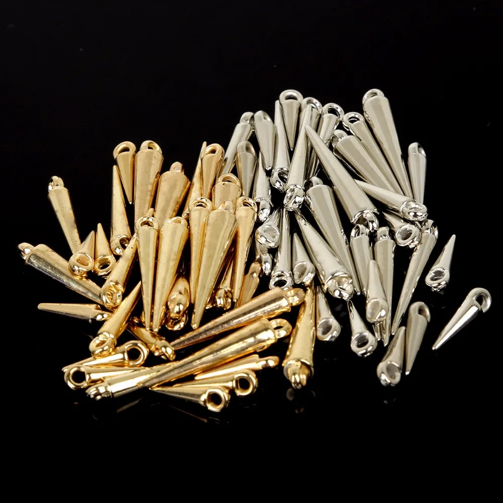 Plastic Beads Heart and Long Nail type 30-200pcs Plastic CCB Charm Pendant Beads Mix SIze Rhodium/KC Beads