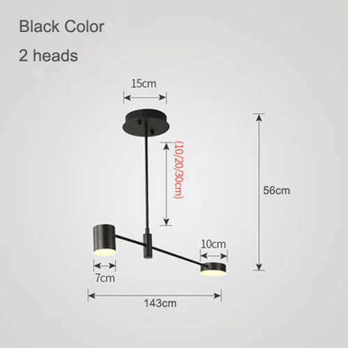 Современный винтажный арт Chanderlier освещение для высокого потолка гостиной Brdroom поверхностное крепление Регулируемый Черный потолочный светодиодный светильник - Цвет абажура: 2 Lights- Black