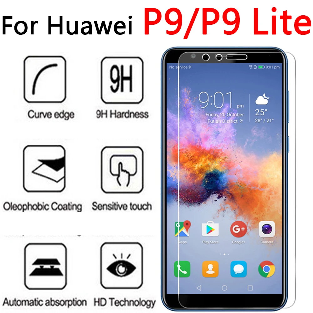 

Protective glass on for huawei p9 lite cam sheet tempered film huavei hauwei tremp verre trempe p 9 light 9p screen protector