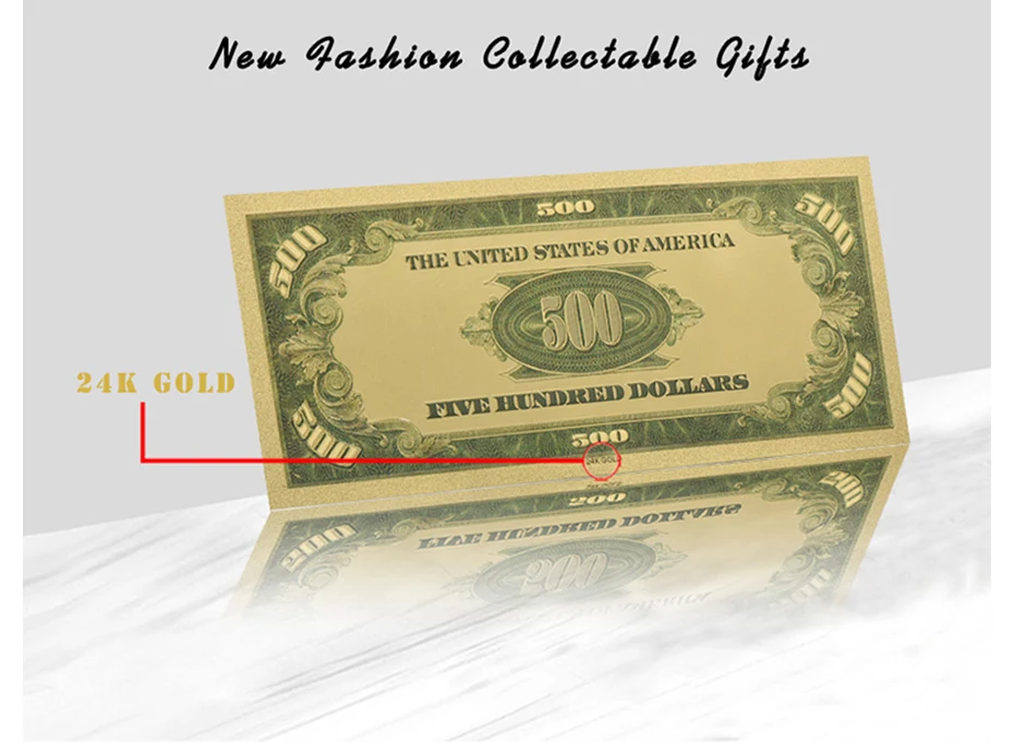 WR United Arab Emirates 500 Dirhams 24K Gold Colored Banknote Collectibles Gifts 