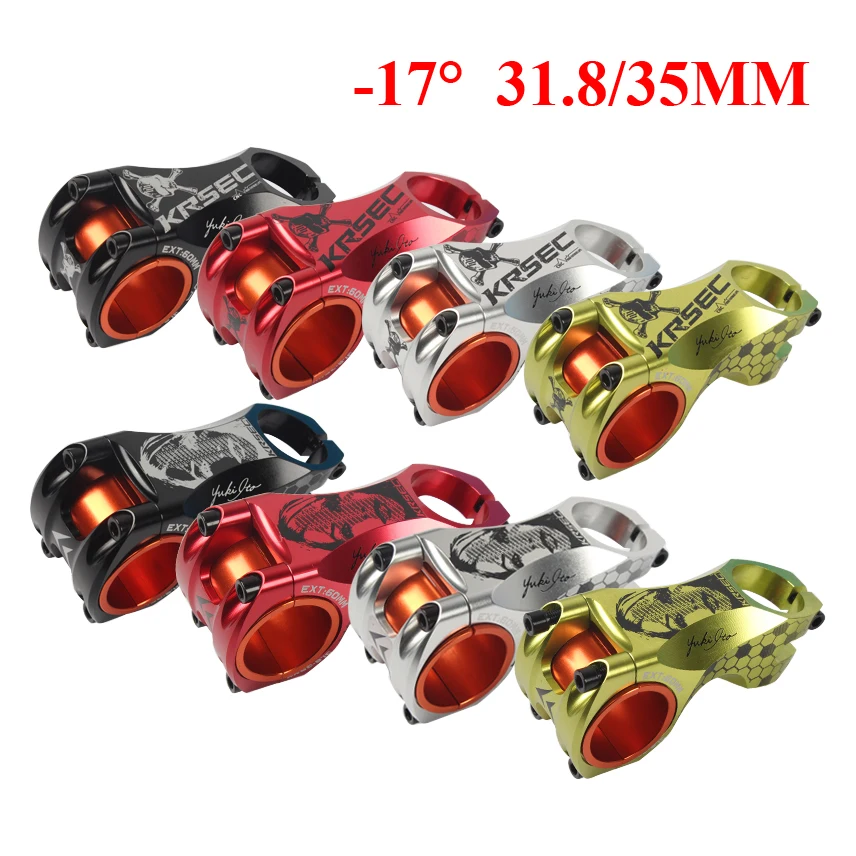 

-17 Degree Stem 35mm 31.8mm Aluminium Alloy XC/AM/DH MTB Road Bicycle Stem 60mm CNC Downhill Mountain Bike Handlebar Stem