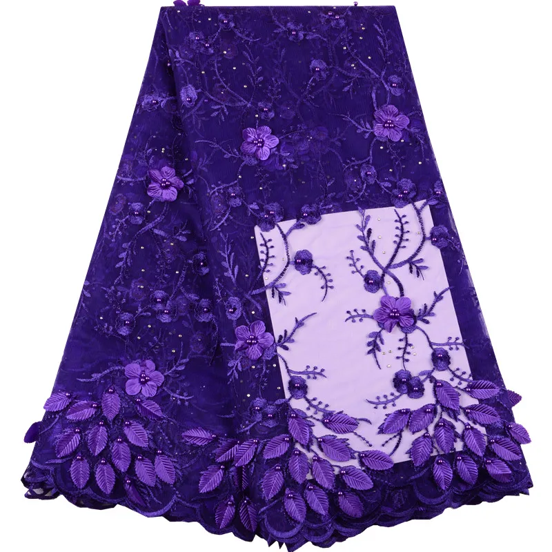 

Best Nigerian French Lace Fabrics Purple African Tulle Lace Fabric High Quality African Lace Wedding Fabric For Dress F1428