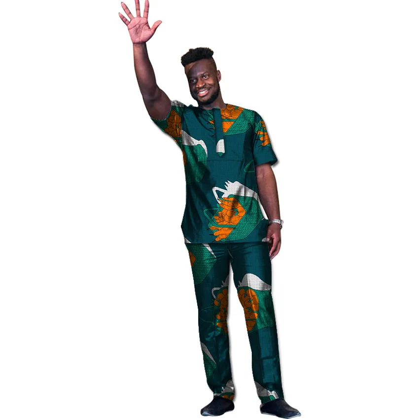 New Design African M Clothes Sets Men Tops+Trousers Set Fashion Printing Dance Festive Costume Africa Clothing Customized | Тематическая