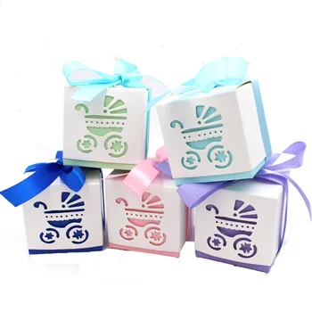 

50pcs/lot Wedding Candy Box Stroller Shape Party Wedding Baby Shower Favor Paper Gift Boxes Event & Party Supplies