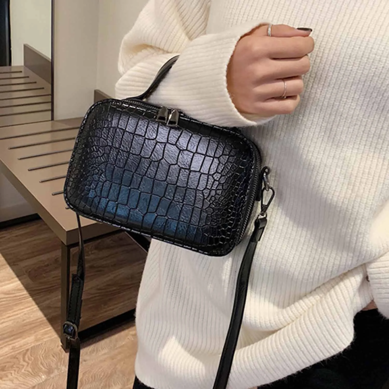 LJL Stone Pattern Сумки через плечо для женщин модные маленькие однотонные сумки на