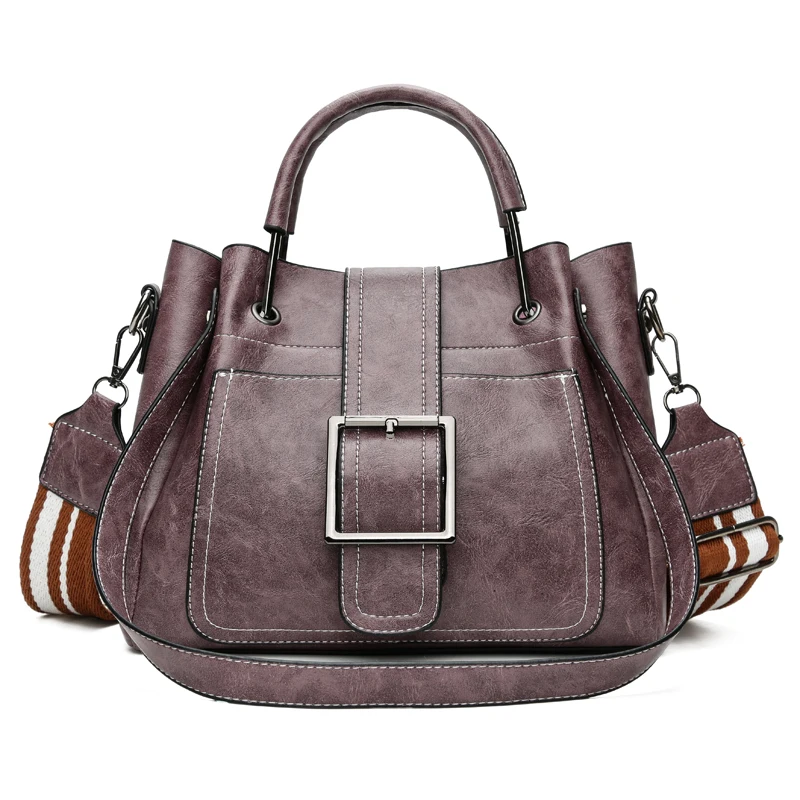 Женская сумка-мессенджер, винтажные ремни, сумки через плечо, женские сумки, дизайнерские высококачественные Женские Сумки из искусственной кожи - Цвет: Фиолетовый