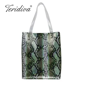 

snake print handbag bucket ladies hand bags Transparent bag clear shopping beach package fashionable women shoulder bags totes