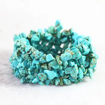 

Fashion black veins calaite turquoises stone 9x11mm Irregular gravel beads diy Bracelet 7.5" B523