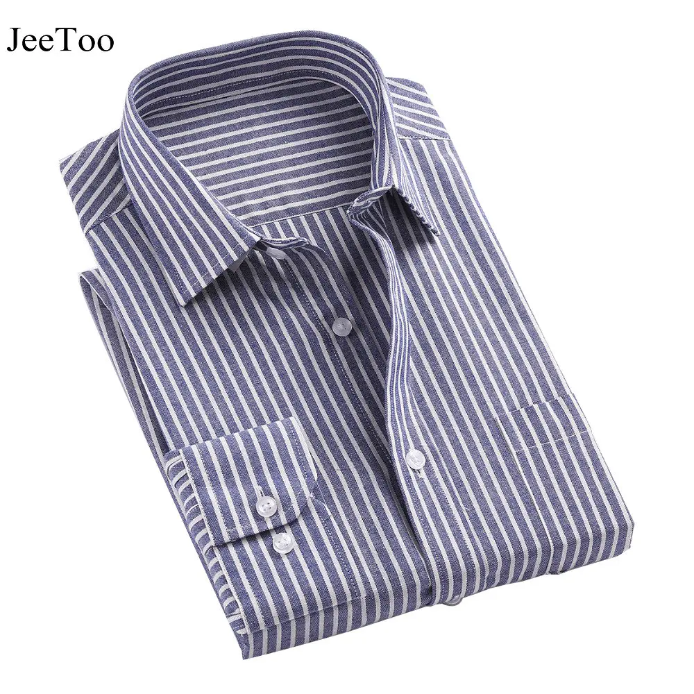 Brand Men Long Sleeve Shirt Turn-down Collar Striped Shirt Men With ...