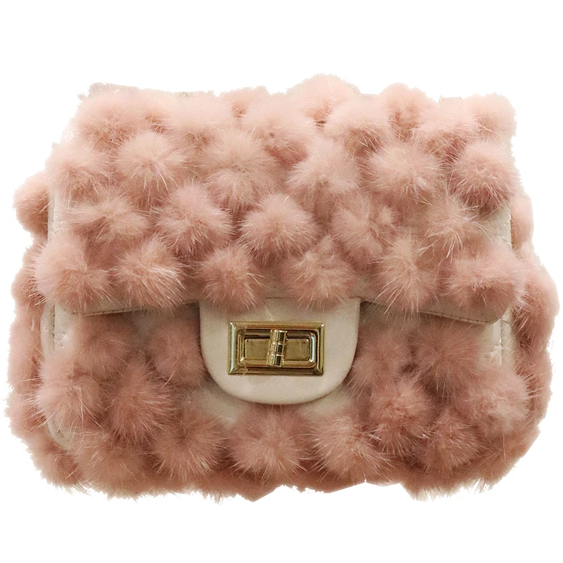 

Luxury Women's Designer Handbag 2019 New High quality Soft Mink hair Square bag Lock Chain Shoulder Messenger bag Sweet Fur bags