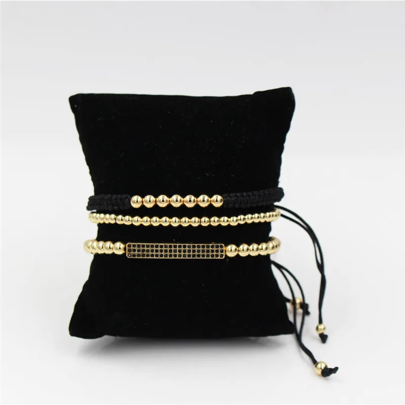 Faitheasy Трехкомпонентные микро медные циркониевые бусины плетения кистями браслеты с орнаментами