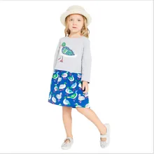 Модные осенние платья для девочек от 3 до 12 лет детская одежда с принтом птицы для девочек, хлопковое платье хорошего качества с длинными рукавами