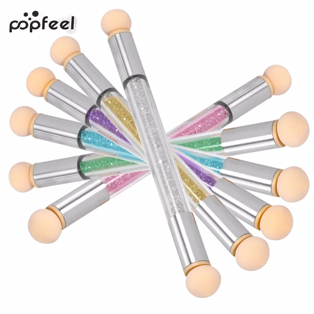 Popfeel Dual Ended UV Gel Painting Nail Gradient Brush Art Sponge Puff 