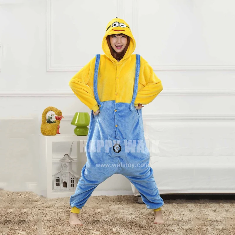 

2019 New Winter Christmas Sleepwear Hoodie Pyjamas Despicable Minion Costume Onesie Cosplay Minion Pajamas For Adult