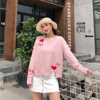 

2020 Autumn Winter O-Neck Women Sweaters Korean Long Sleeve Sweater Loose Knitted Lazy Wind Loose Pullovers Warm Jumper