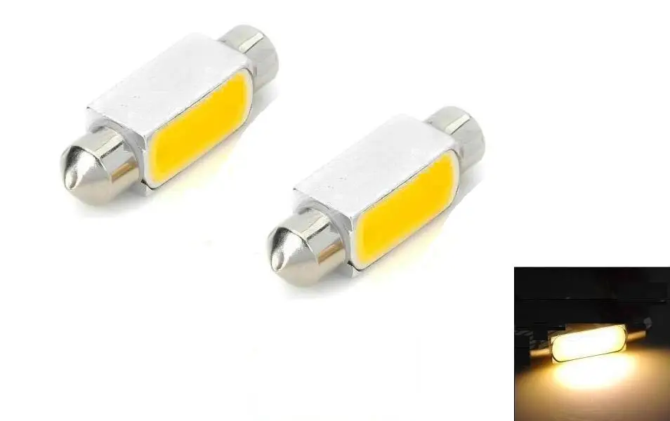 

39mm COB 3W-12V 190lm 3500K 1-COB LED Warm White Car Reading Lamp - Silver + Yellow (2 PCS / 12V)