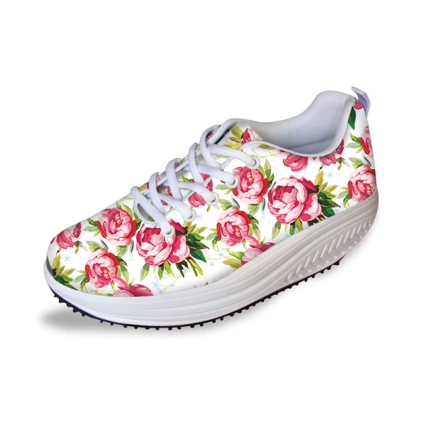 FORUDESIGNS/Женская обувь с цветочным принтом женская обувь на танкетке с полукруглой подошвой Весенняя повседневная женская обувь на платформе chaussure femme - Цвет: HB0092AS
