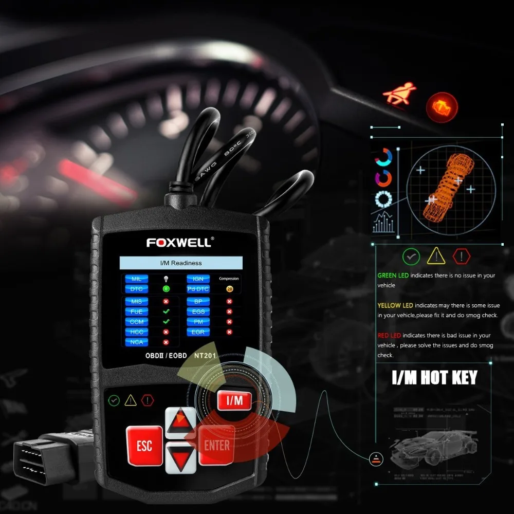 Бд obd2 автомобильной сканера Foxwell nt201 OBDII EOBD Двигатели для автомобиля код ошибки