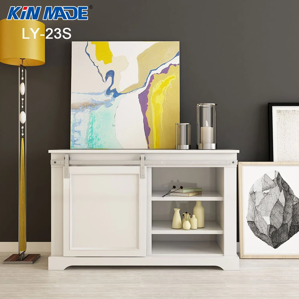 Kinmade مجلس الوزراء الفولاذ المقاوم للصدأ انزلاق باب الحظيرة مجموعة أدوات الخشب الباب خزانة حامل تلفاز جدار خزانة الأجهزة Kinmade مجلس الوزراء الفولاذ المقاوم للصدأ انزلاق باب الحظيرة مجموعة أدوات الخشب الباب خزانة حامل تلفاز جدار خزانة الأجهزة