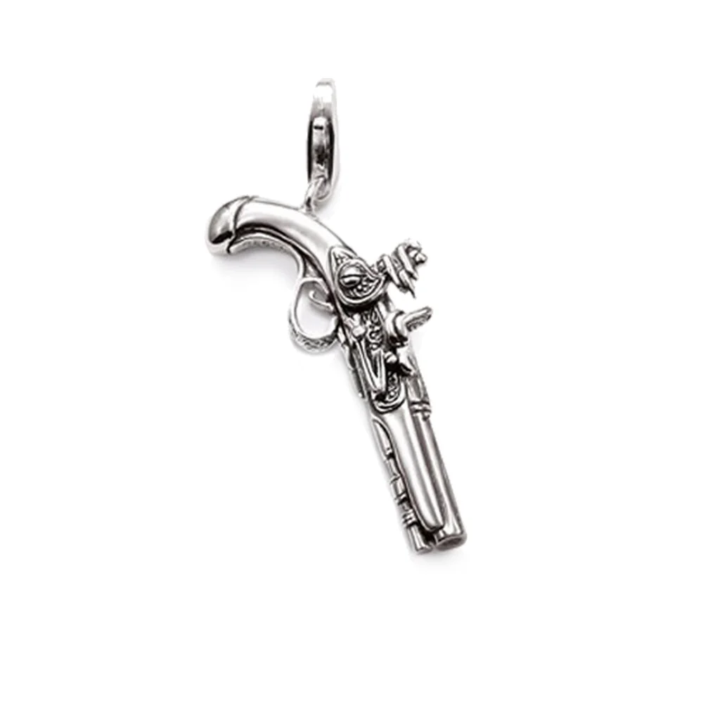 Silver Pirate Gun Charms Pendants 2018 Trendy Chain Necklace Accessories Pendant Musket Pistol