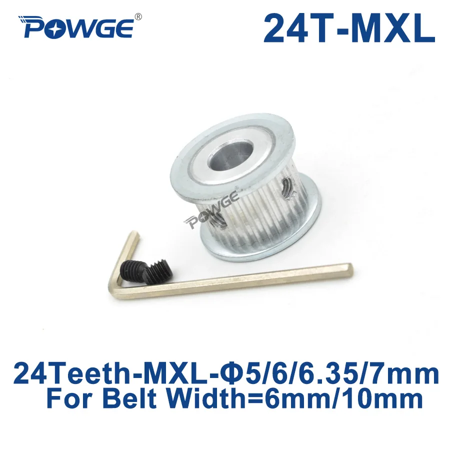 Зубчатый шкив POWGE трапециевидный 24 зубца MXL 5/6/6 35/7 мм для ширины 6 10 зубчатый ремень