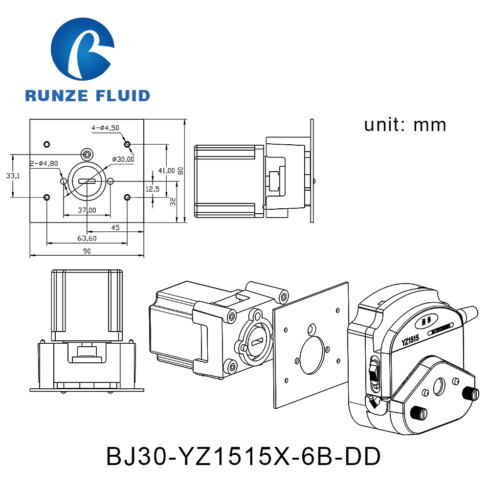 Runze YZ1515 перистальтический насос 24v с шаговый двигатель NEMA 23 система дозирования постоянный поток