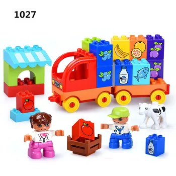 

37pcs Big Size Diy Building Blocks Educational Bricks Truck Model Compatible With Duploed Toys For Baby Kids Birthday Gifts