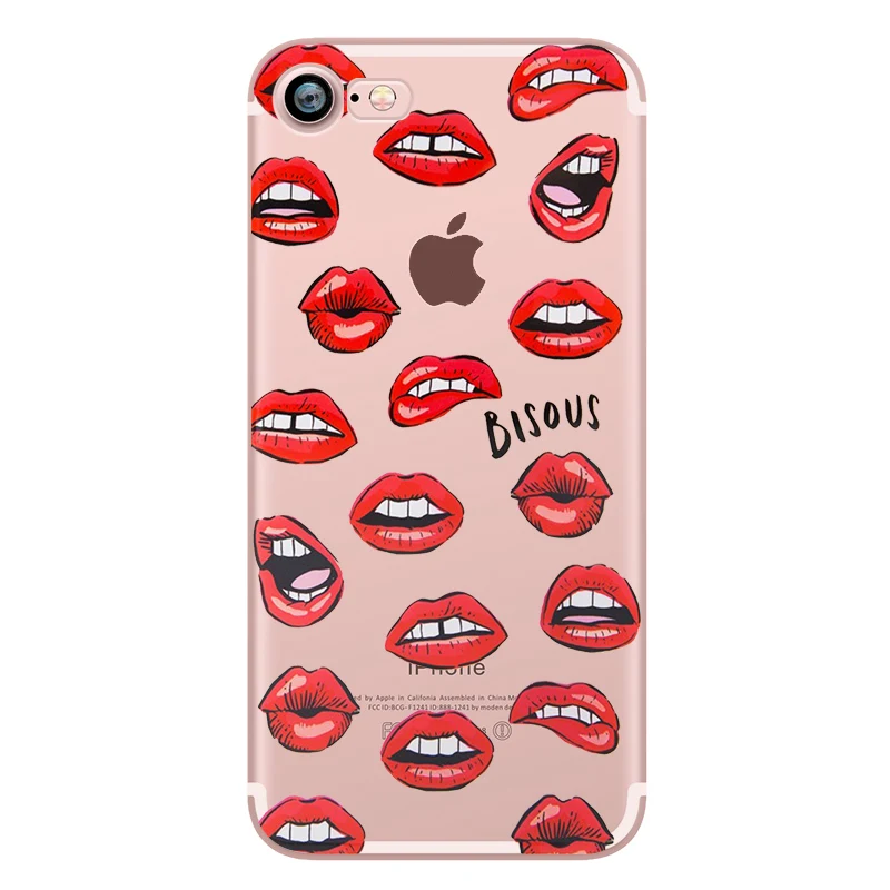 Makeup Sexy Kylie Jenner Lipstick Lips Girls Siliocne Transparent Soft Mobile Phone Case for iphone 7 6 5S 6S Plus SE 5 Fundas (3)