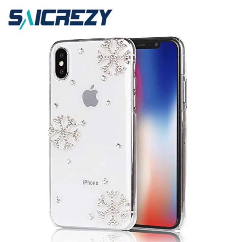 Рождественский подарок со снежинками блестящий чехол стразами для iphone X XR iPhone XS Max