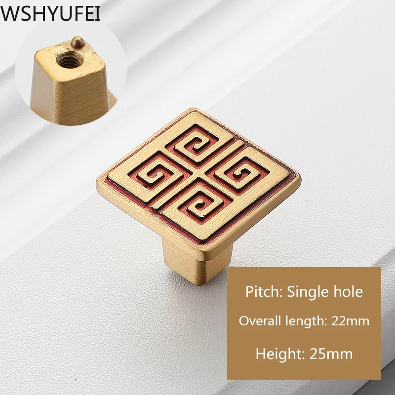 Modern simple pure copper antique wardrobe cabinet door handle copper classical pull ring solid wood furniture drawer brass