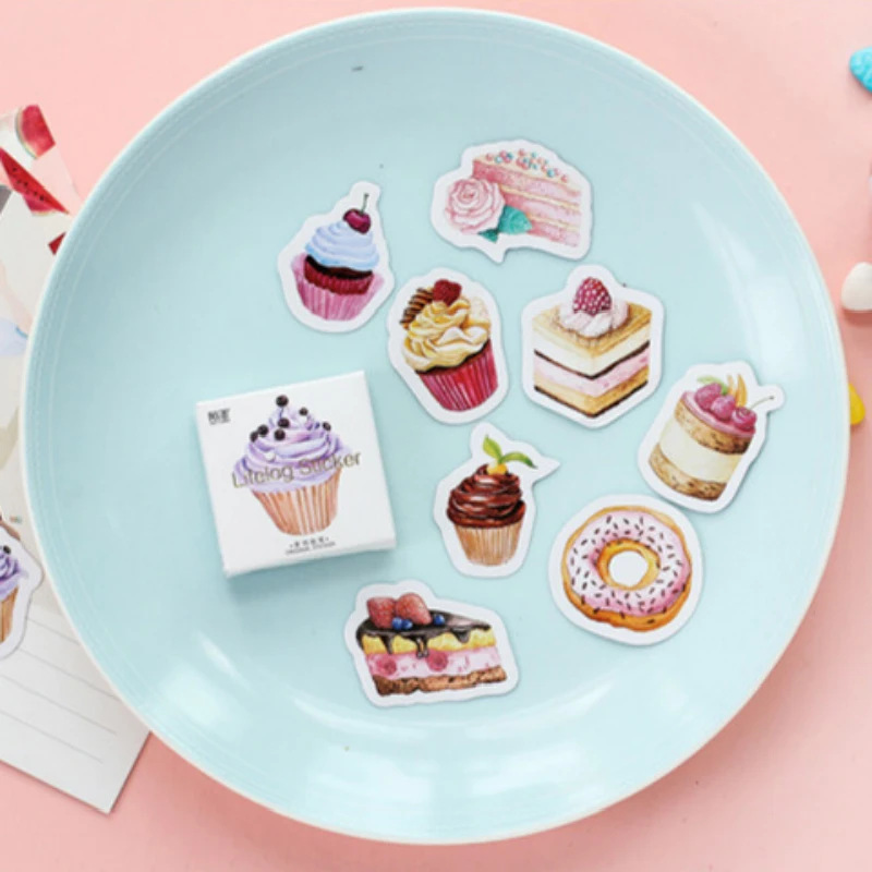 DIY 45 Pcs Happy Birthday Cake Mini Paper Sticker Decoration Diary Scrapbooking Label children's favorit Stationery | Канцтовары для