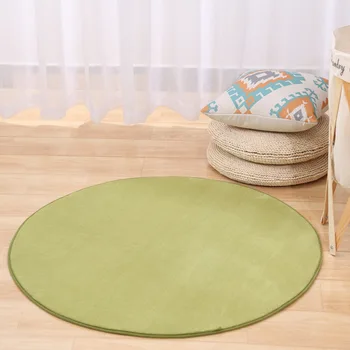 

Brief Modren Round Carpet Diameter 80/100/120/160/200CM Large Size Solid Coral Fleece Bath Mat Living Room Bedroom Chair Carpet