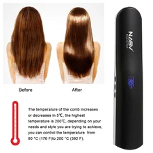 NASV USB Rechargeable Hair Straightening Brush Wireless Ceramic Ion Hair Straightener Curling Iron Hair Straightener with