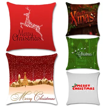 

Christmas festival red deer Green tree decorations house party cushion cover Pillow case shop Chair sofa kids room friend gift