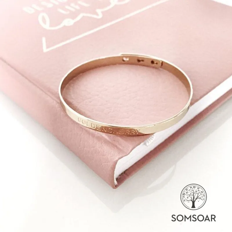 

"PRESELL PRODUCT" 2018 Newest Somsoar Jewelry Stainless Steel Adjustable Bracelet & bangle Can Carving logo Meaningful words