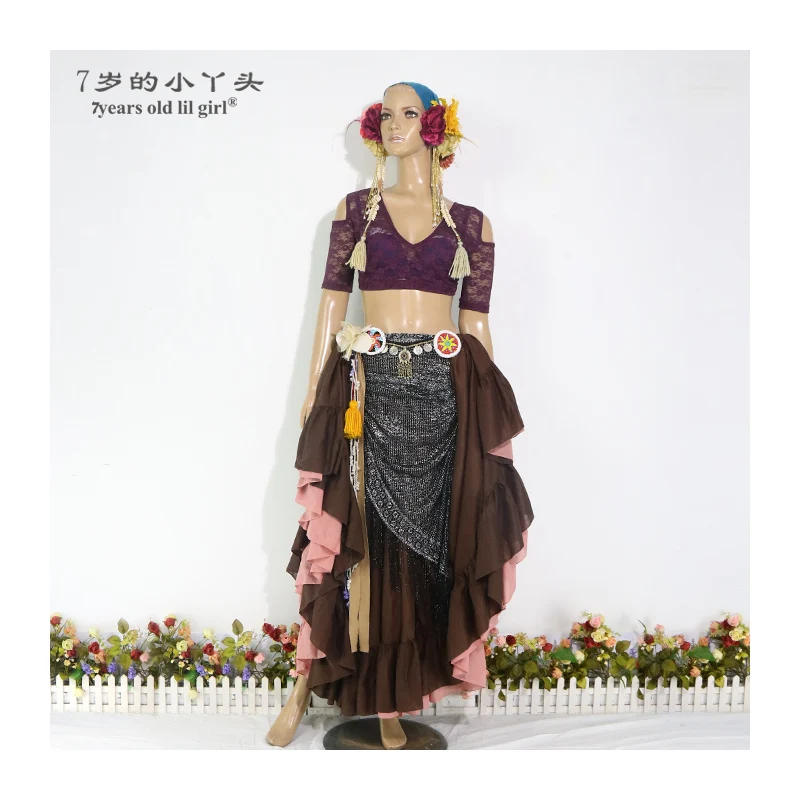 Кружева танец живота топ Ats Племенной кружева чоли падение: с короткими рукавами