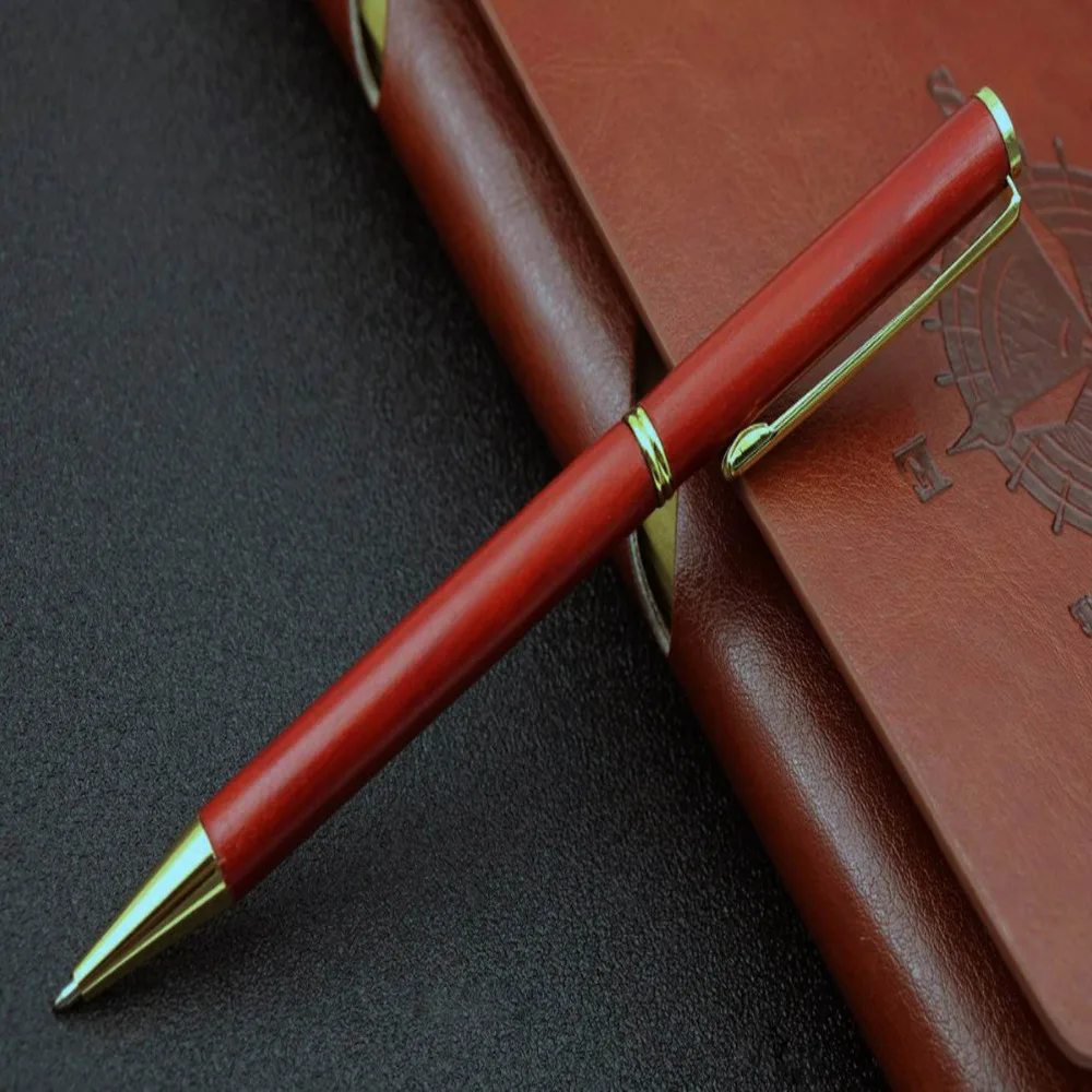 

OFFICE Red PEN Wood Little Xihua Golden Trim gift Ballpoint Pen
