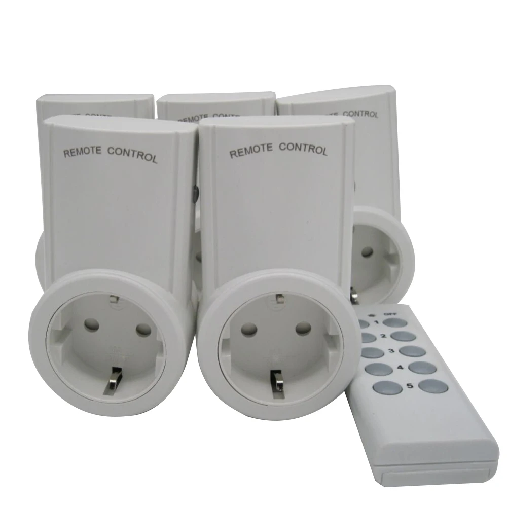 High Quality EU 5 Pack Wireless Remote Control Power Outlet Light