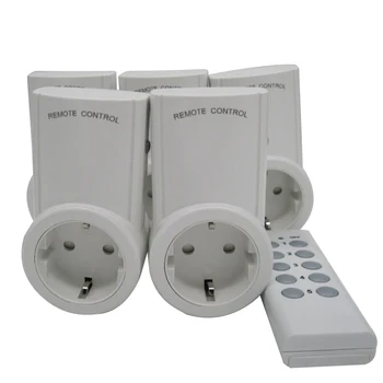 

High Quality EU 5 Pack Wireless Remote Control Power Outlet Light Switch Plug Socket Smart Home Remote Switcher Outlet Socket