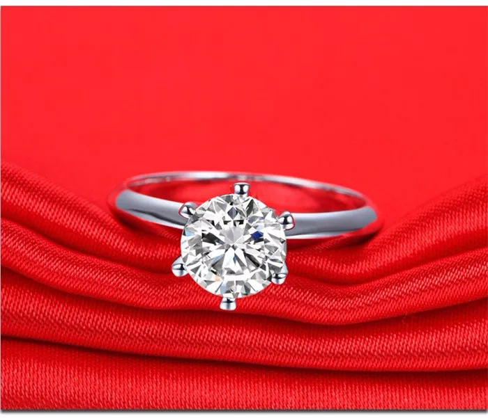 YHAMNI Серебро 925 пробы кольцо с клеймо S925 8 мм 2 фианит 2 карата обручальные кольца для Для женщин кольцо Размеры для детей 5, 6, 7, 8, 9, YH406