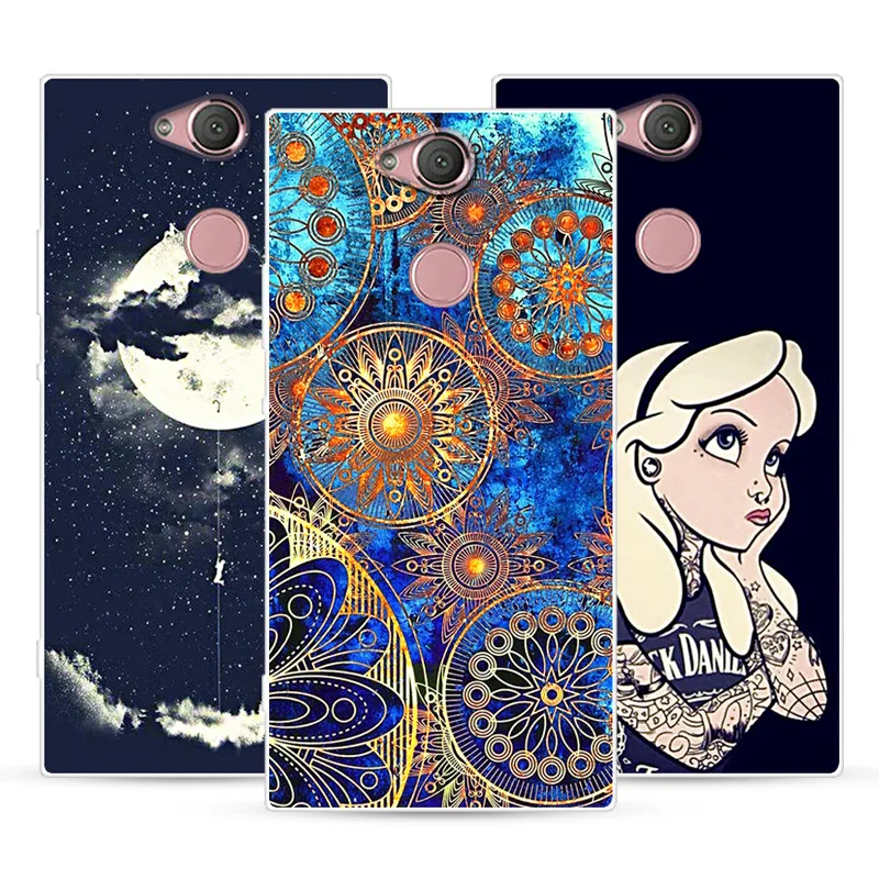 Phone Case For Sony Xperia XA2 Soft Silicone TPU Fashion Flower Painted Back Cover |